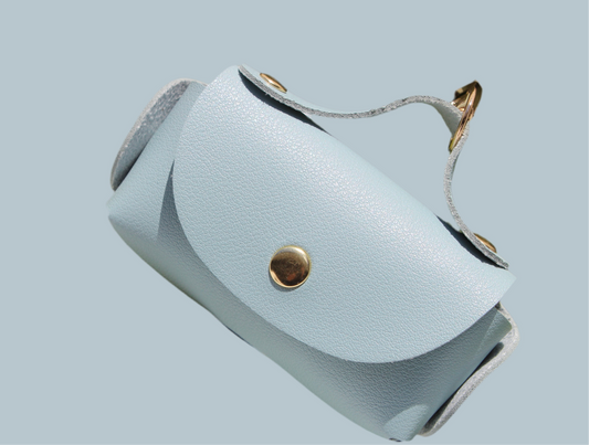 Vegan leather 
Poop bag holder - baby blue