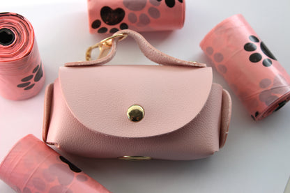 Vegan leather 
Poop bag holder - baby pink